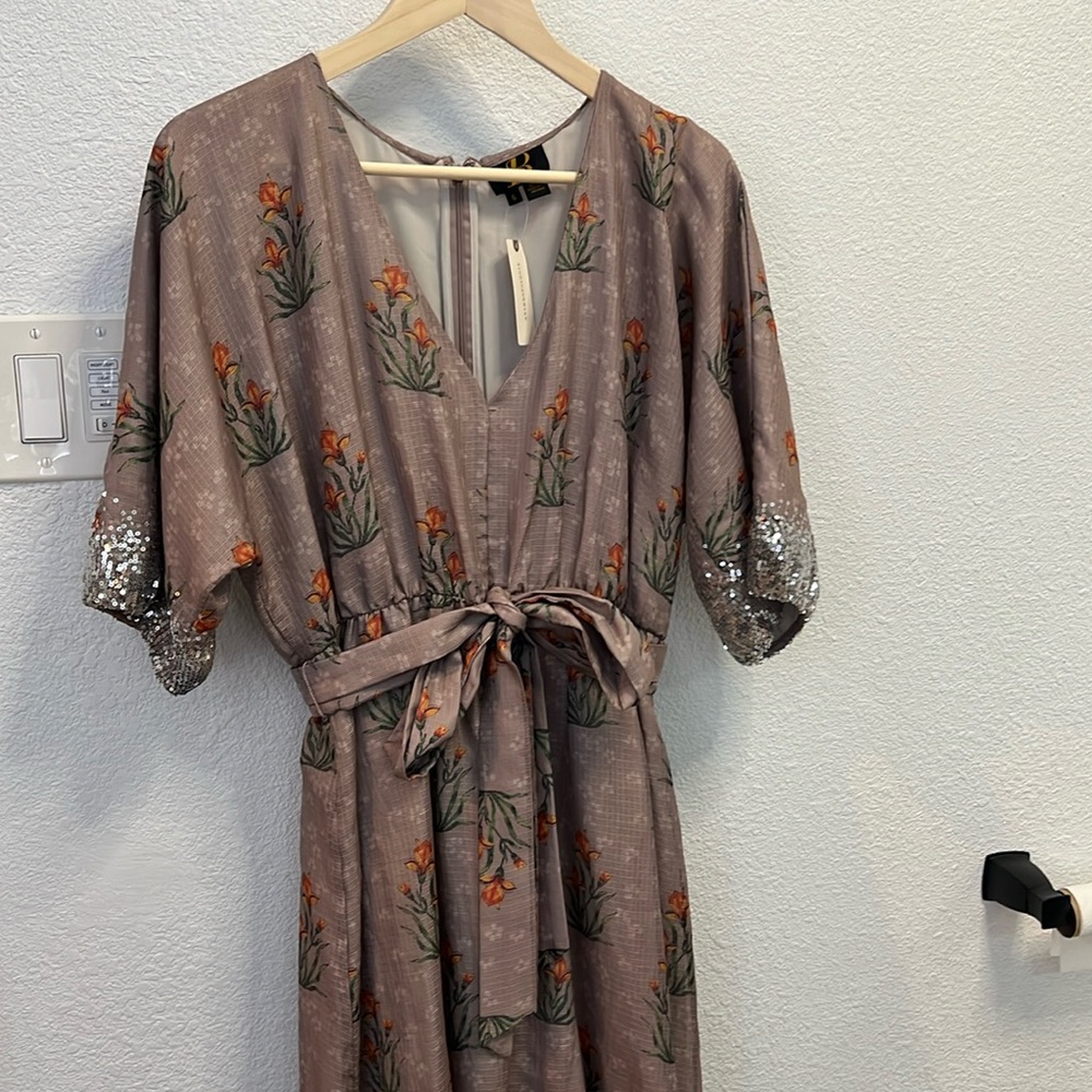 Anthropologie Sequin Floral boho dress